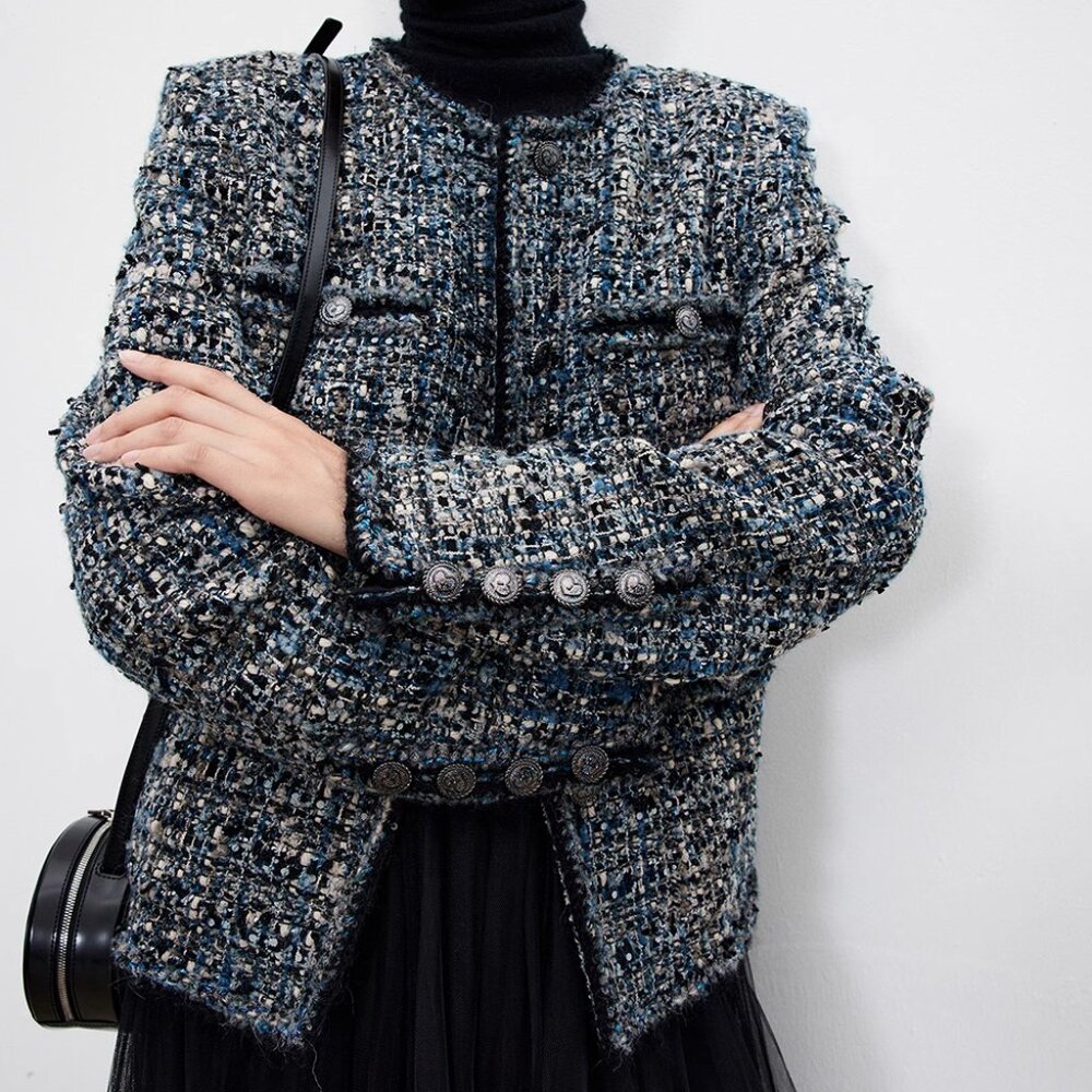 CHICJOC ACT3 Handmade Tweed Haute Couture Jacket size 38